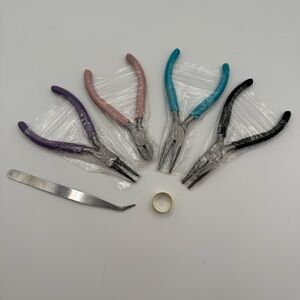 Set of Multi-Color Jewelry Pliers and Tweezers